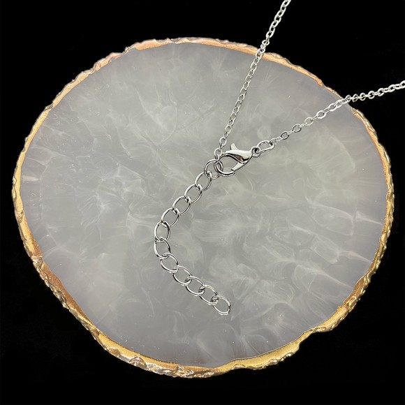 Musical Note Necklace Silver Plated Rhinestone Treble Clef Pendant & Cable Chain - Picture 4 of 7